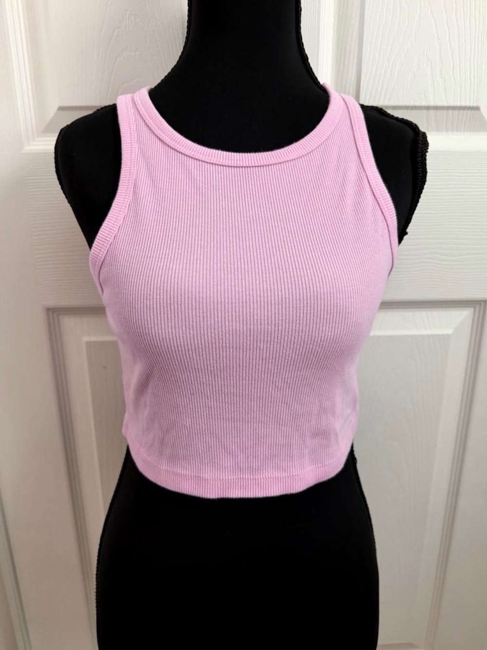 wild fable light pink ribbed high neck crop tank
